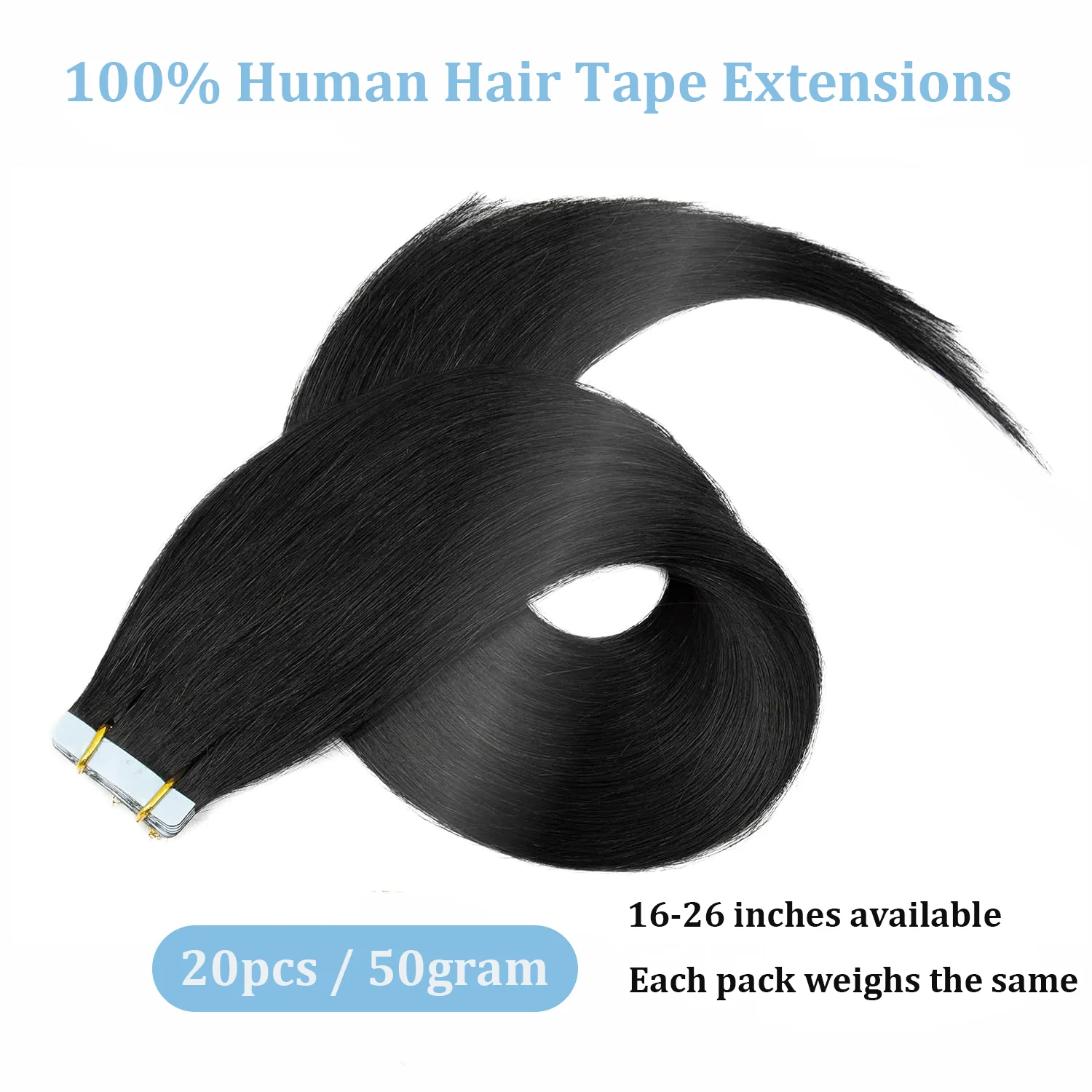 Tape in Hair Extensions Human Hair Brazilian Hair 100% Human Hair Extensions 20 Pcs Straight Hair for Women - Image 2