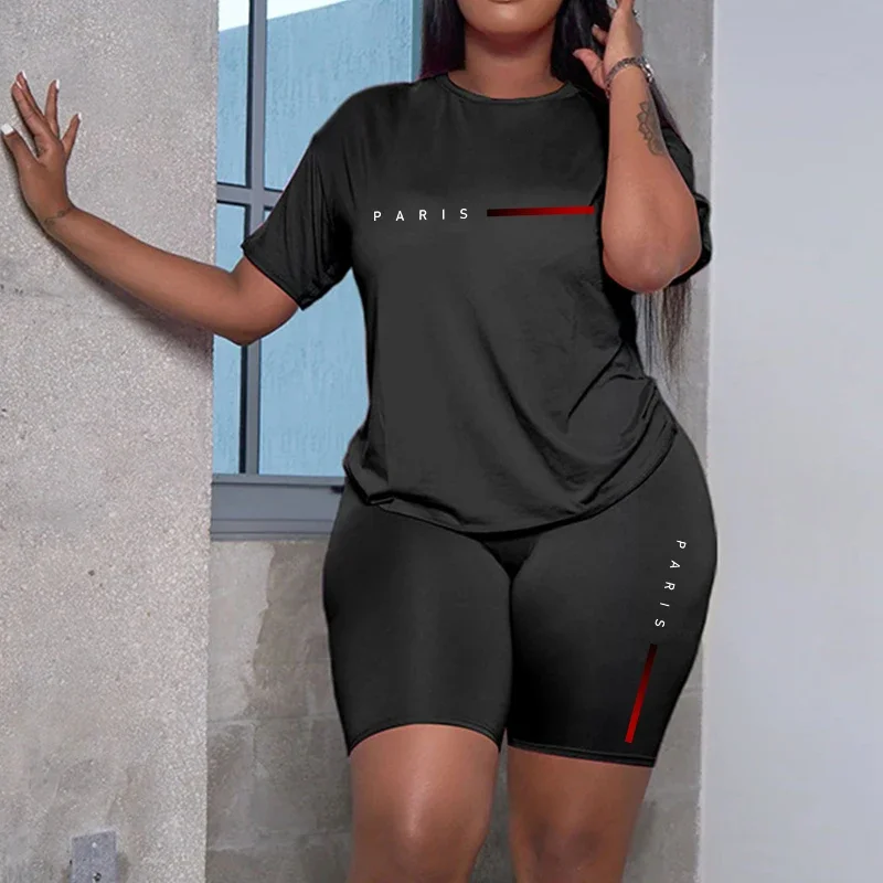 Women's Tracksuit Casual 2026 Summer Two Piece Sets Hot Sales Fashion Quality O-Neck Short Sleeve Sports T-Shirts Daily Clothing - Image 2