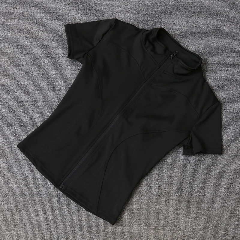 Women sport wear Slim Fit Polyester Quick-drying Full Zip Outdoor Fitness Running Tights Short Sleeves Women's Yoga Wear - Image 4