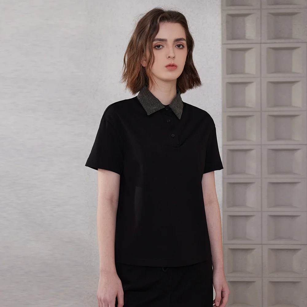 K2067L Luxury Brand Women's Clothing Shirt Collar Pima Cotton Summer Short Sleeved T-Shirt ladies clothes - Image 5