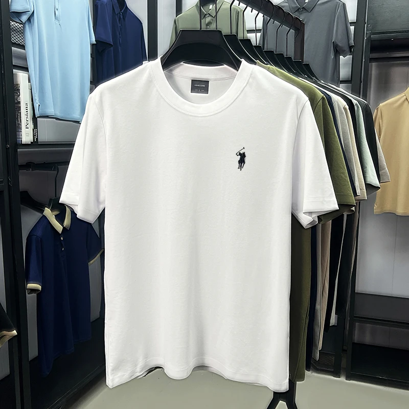 High end silky cotton breathable short sleeve T-shirt men summer designer Paul brand embroidered fashion casual round neck top - Image 6