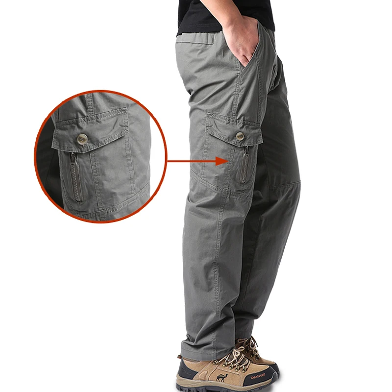 High Quality Men's Cotton Cargo Pants Casual Multiple Pocket Tacitcal Pants Spring Autumn Outdoor Camping Hiking Work Pants - Image 3