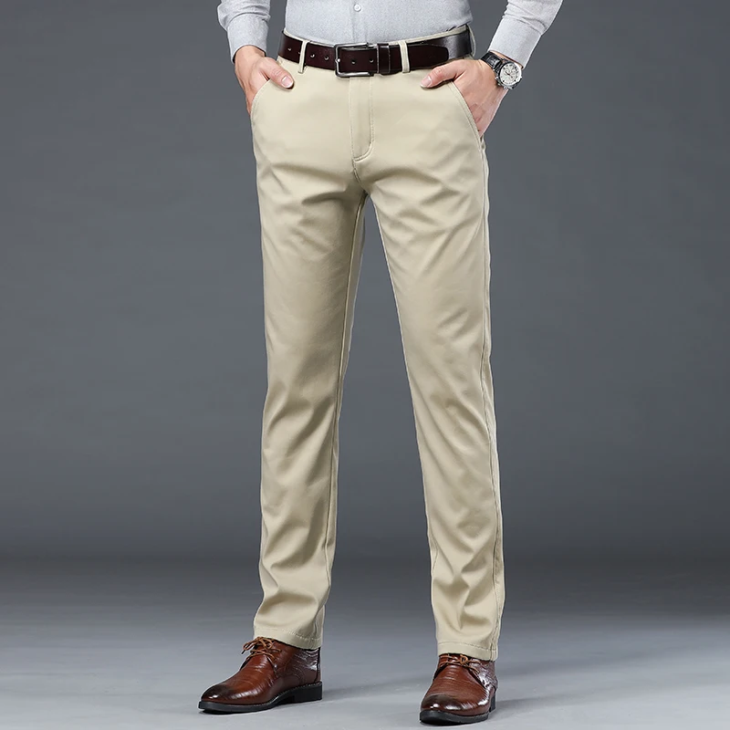 Summer Thin Men's Slim Suit Pants Fashion Business Casual Cotton Green Black Khaki Trousers Male Brand Clothing 30-40 - Image 3
