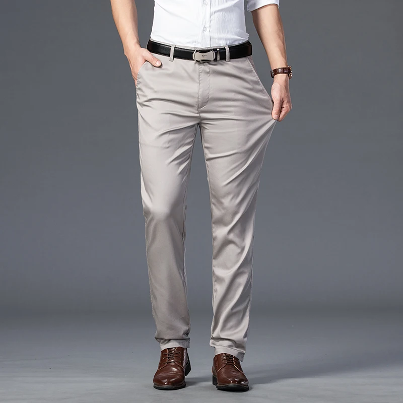 Summer Thin Men's Slim Suit Pants Fashion Business Casual Cotton Green Black Khaki Trousers Male Brand Clothing 30-40 - Image 4