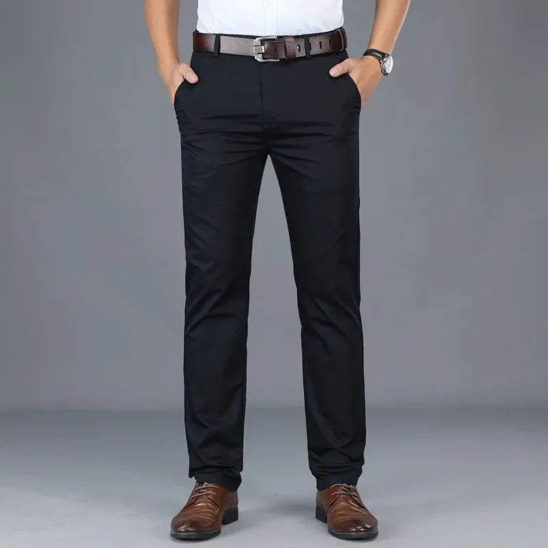 Summer Thin Men's Slim Suit Pants Fashion Business Casual Cotton Green Black Khaki Trousers Male Brand Clothing 30-40 - Image 6