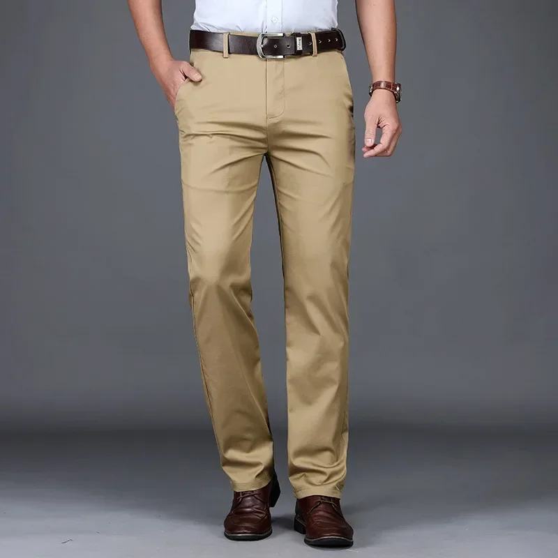 Summer Thin Men's Slim Suit Pants Fashion Business Casual Cotton Green Black Khaki Trousers Male Brand Clothing 30-40 - Image 2