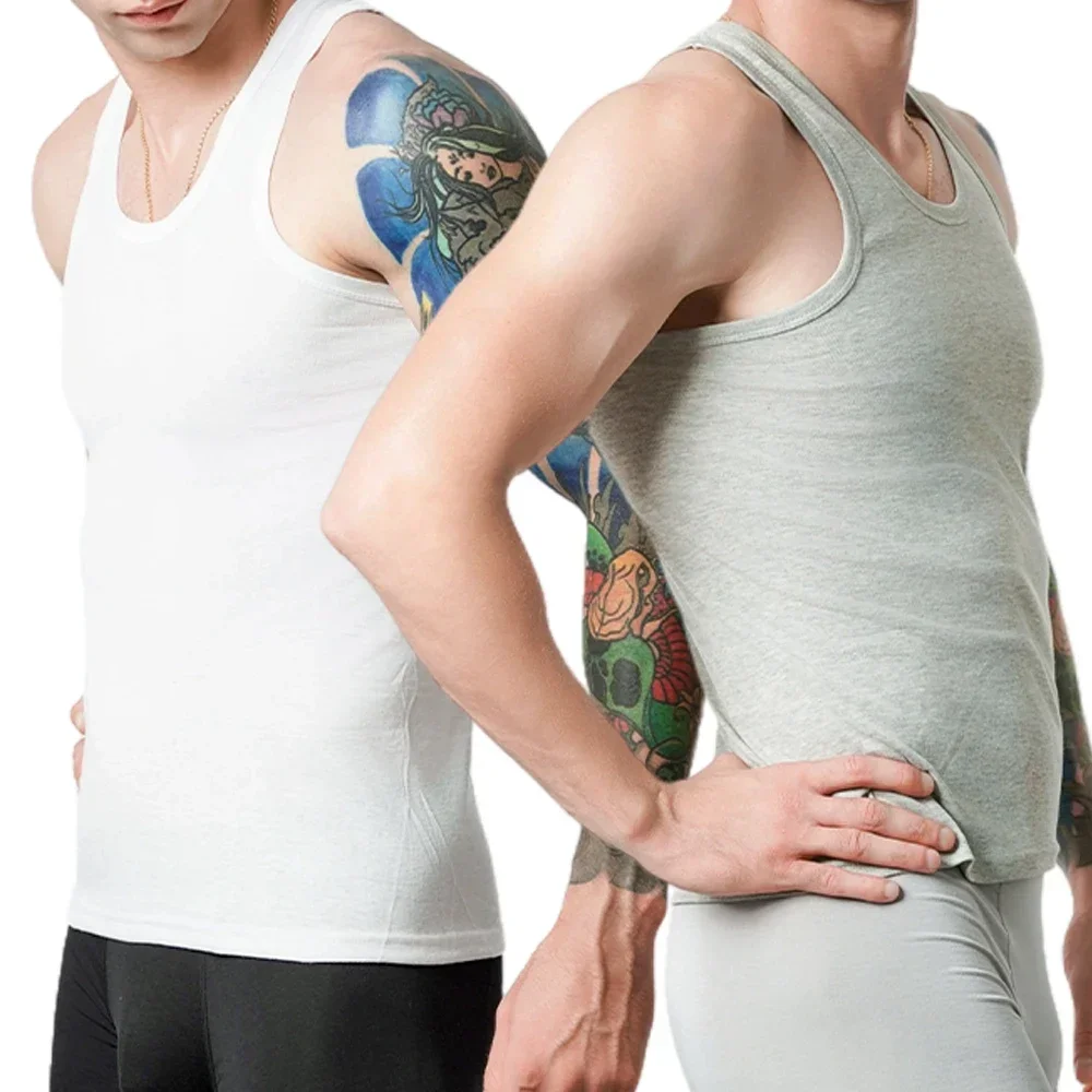 3pcs Men's Tank Top Cotton Tank Undershirts Breathable Solid Vest Underwear Wear Summer Sleeveless Tank A-Shirt Exercise Fitness - Image 5