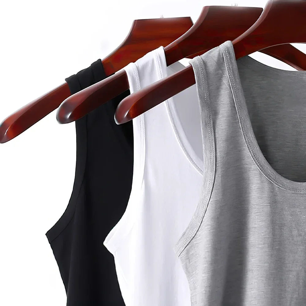 3pcs Men's Tank Top Cotton Tank Undershirts Breathable Solid Vest Underwear Wear Summer Sleeveless Tank A-Shirt Exercise Fitness - Image 6
