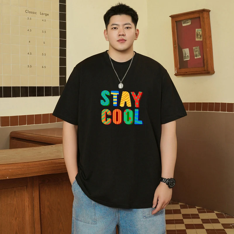 Men's Printed T-shirt Plus Size Black Tops 110-180kg 5XL 6XL 7XL 100% Cotton Loose Oversized Tees Big Size Men Clothing 티셔츠 - Image 5