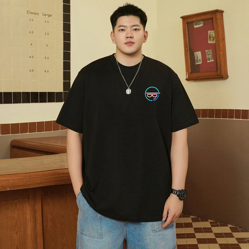 Men's Printed T-shirt Plus Size Black Tops 110-180kg 5XL 6XL 7XL 100% Cotton Loose Oversized Tees Big Size Men Clothing 티셔츠 - Image 4