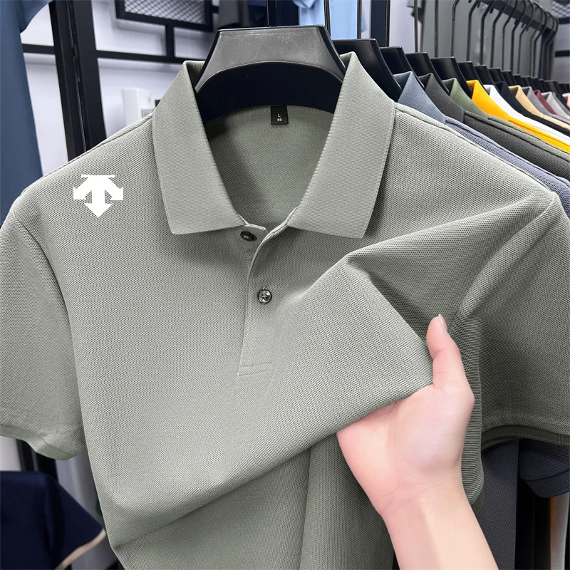 cotton100% men's summer luxury brand polo shirt lapel geometric printing short sleeves t-shirt outdoor leisure men clothing tops - Image 6