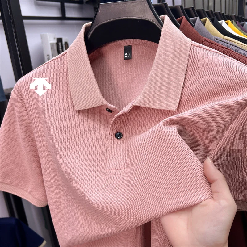 cotton100% men's summer luxury brand polo shirt lapel geometric printing short sleeves t-shirt outdoor leisure men clothing tops - Image 4