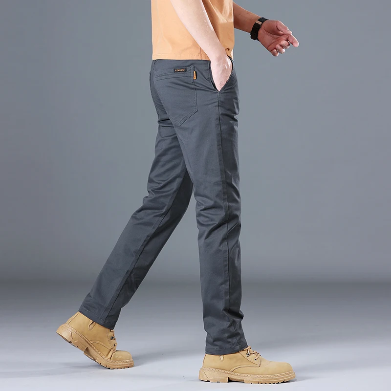 2024 Men's High Quality Pure Cotton Classic Solid Color Casual Pants Business Stretch Cotton Slim Straight Brand Trousers Male - Image 3