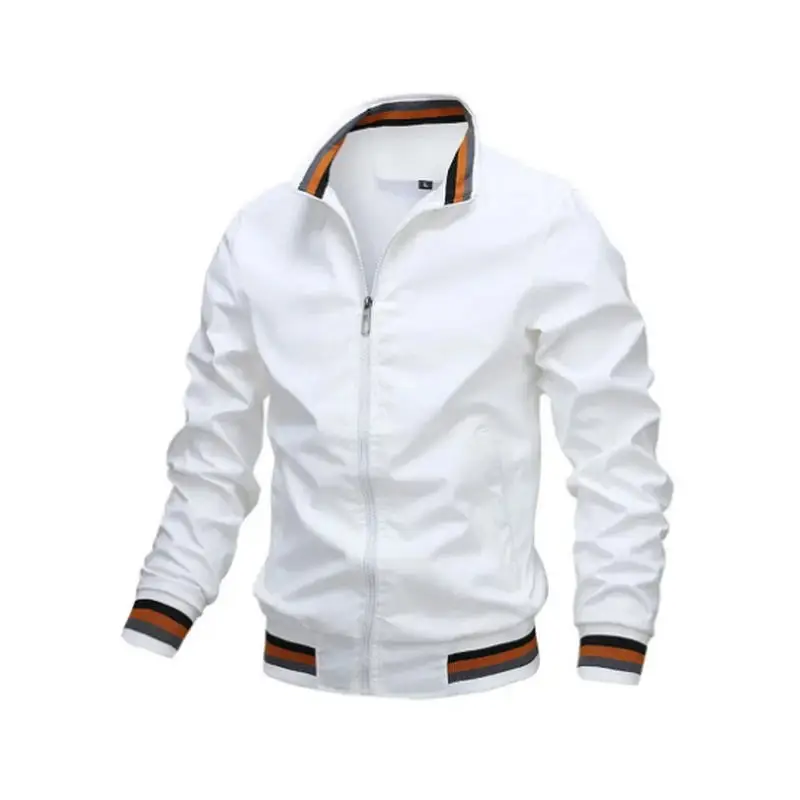 Men Windbreaker Jacket White Casual Jacket Fashion Men Outdoor Waterproof Sports Coat Spring Summer Bomber jacket Men Clothing - Image 2