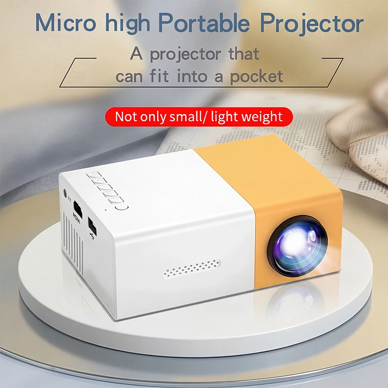 YG300 Portable HD Projector Home Theater Video Player Supports AV USB Connection LED Light Source Display Compact Non‑Occupying