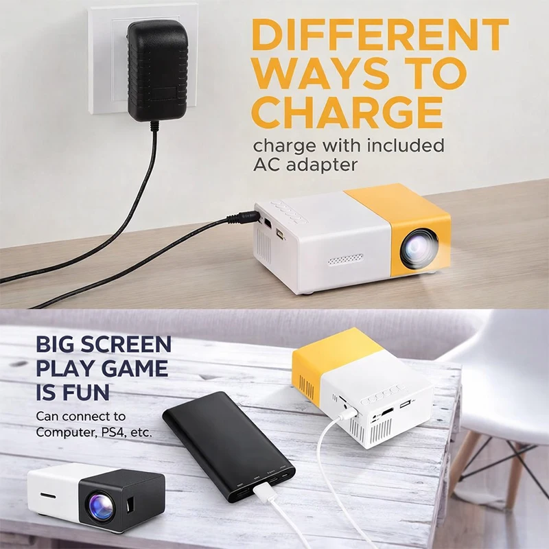 YG300 Portable HD Projector Home Theater Video Player Supports AV USB Connection LED Light Source Display Compact Non‑Occupying - Image 5
